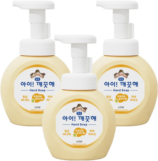 5위 - 아이깨끗해 핸드워시 순 보송보송 파우더향, 250ml, 3개