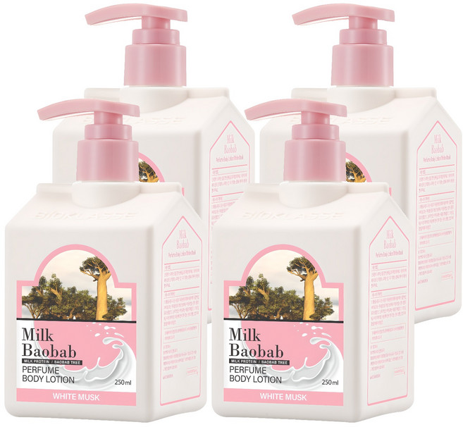 밀크바오밥 퍼퓸 바디로션 화이트머스크 향, 250ml, 4개