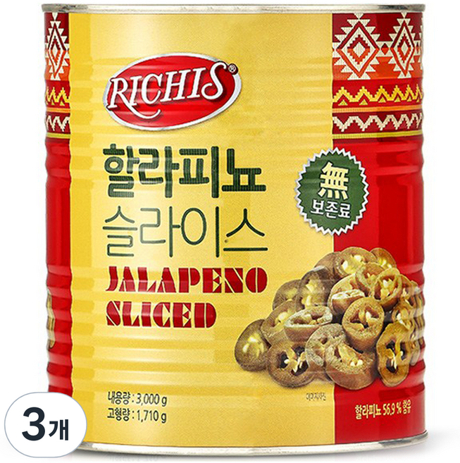 리치스 할라피뇨 슬라이스, 3개, 3kg