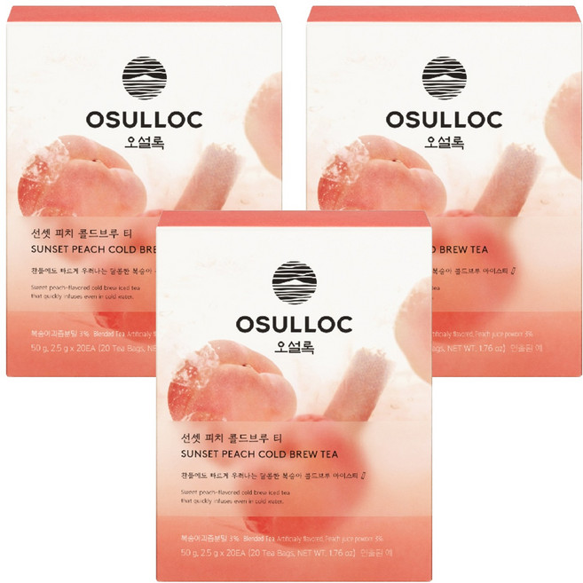 오설록 선셋 피치 콜드브루 티, 2.5g, 20개입, 3개