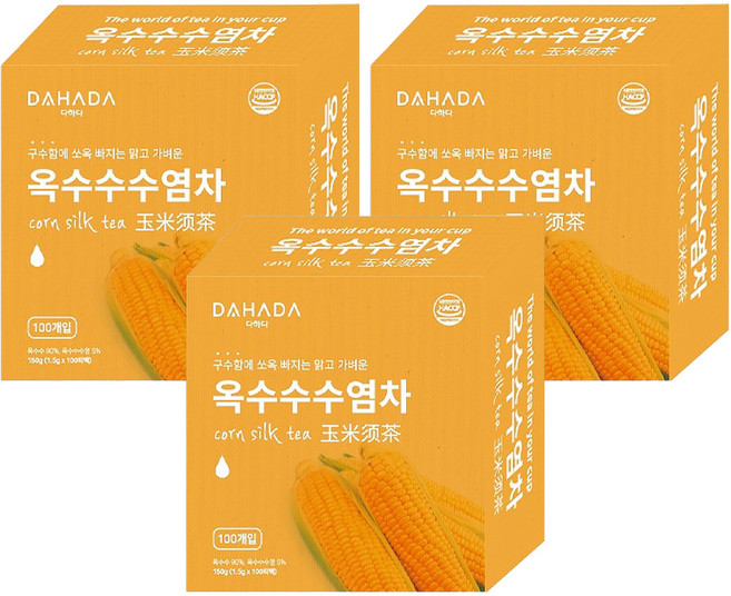 다하다 옥수수 수염차, 1.5g, 100개입, 3개
