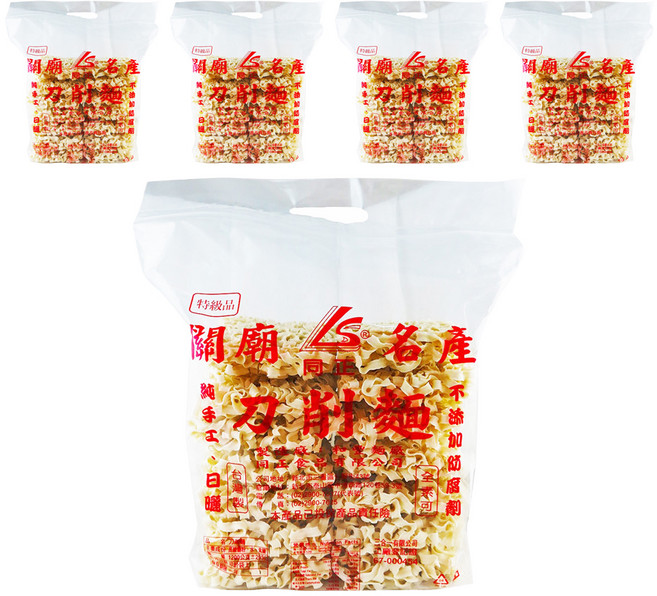 同正 關廟刀削麵 純手工日曬 麵身耐煮 拉鏈袋包裝, 1.2kg, 5包