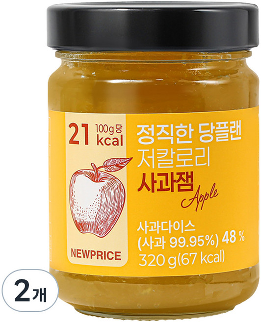 NEWPRICE 正直的減醣計畫 低卡蘋果醬, 320g, 2個