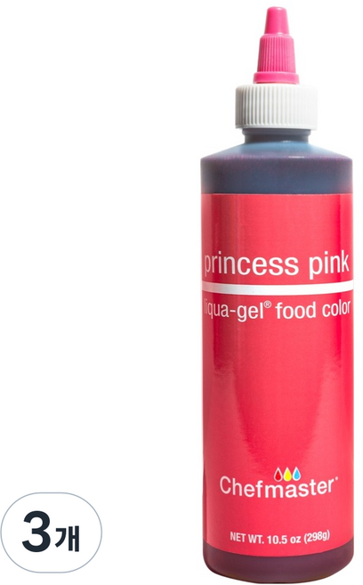 셰프마스터 리쿠아젤 수용성 식용색소 프린세스핑크, 298g, 3개