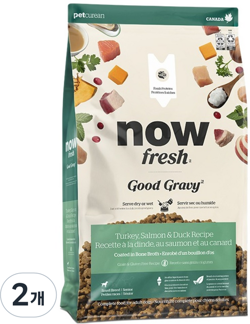 now 시니어 강아지 프레쉬 스몰브리드 굿 그레이비 건식사료, 칠면조, 2kg, 2개