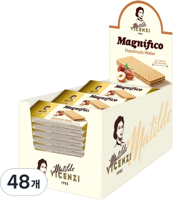 마틸드비첸지 매그니피코 헤이즐넛 웨이퍼, 25g, 48개 - 쿠팡