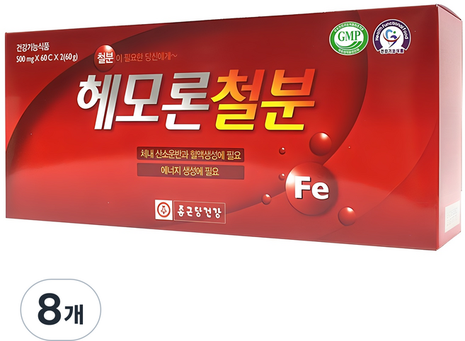 종근당건강 헤모론철분, 60정, 8개