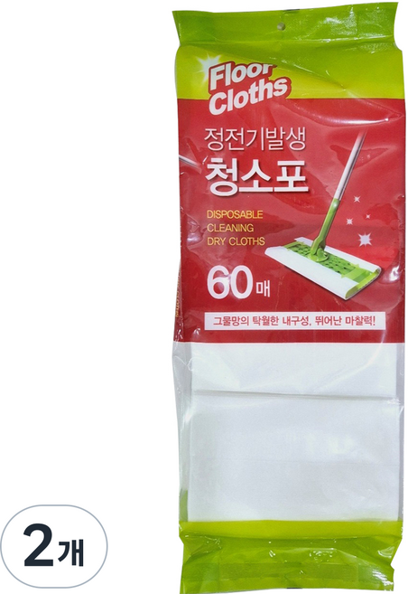 정전기 발생 청소포 60p, 2개