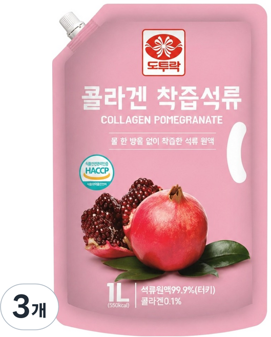 물 한 방울 넣지 않은 콜라겐 착즙 석류 원액, 1L, 3개