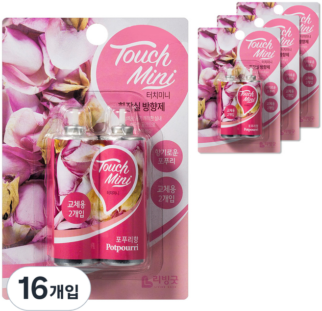 리빙굿 터치미니 화장실 방향제 향기로운 포푸리 리필, 13ml, 16개, 포프리향