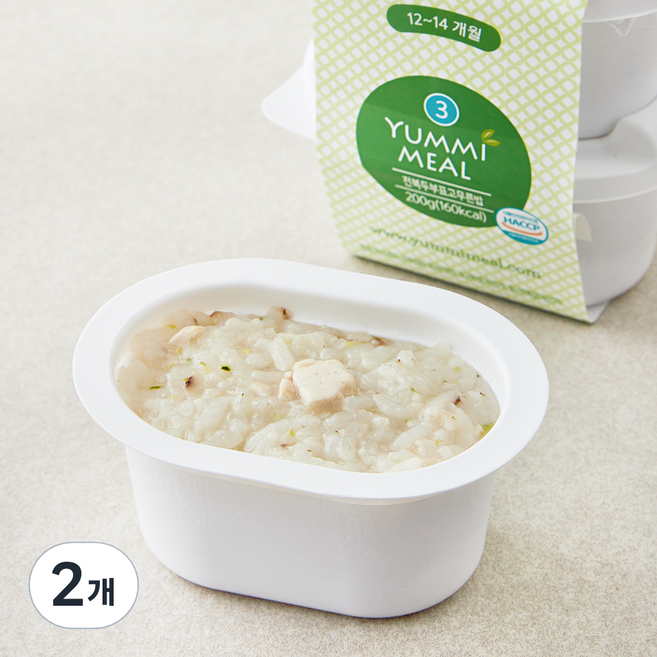 얌이밀 이유식 전복 두부 표고버섯 무른밥, 200g, 2개