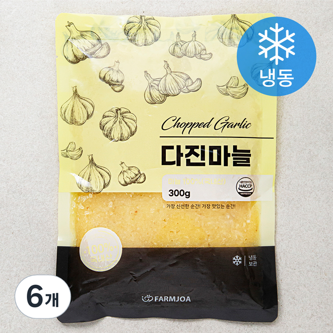 팜조아 국내산 다진마늘 (냉동), 300g, 6개