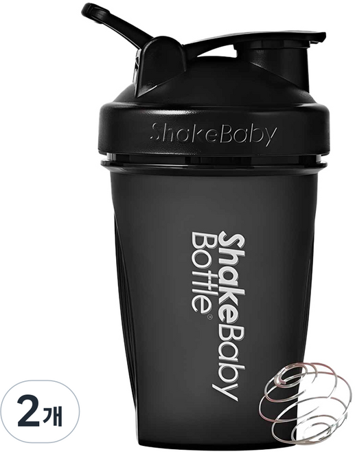 쉐이크베이비 보틀 쉐이커, 블랙, 600ml, 2개