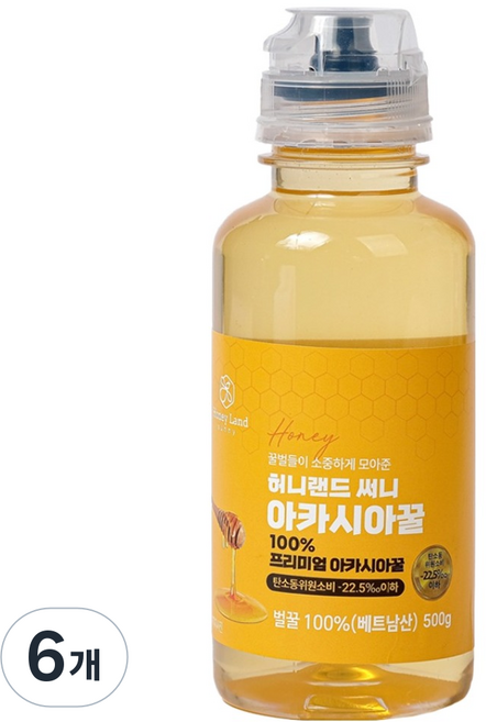 허니랜드써니 아카시아꿀, 500g, 6개