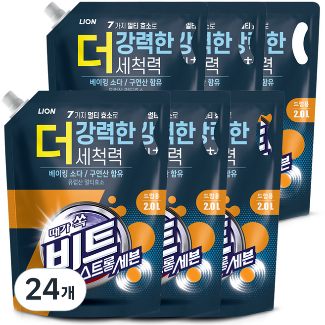비트 스트롱 세븐 드럼용 액상세제 리필, 2L, 1개입, 24개