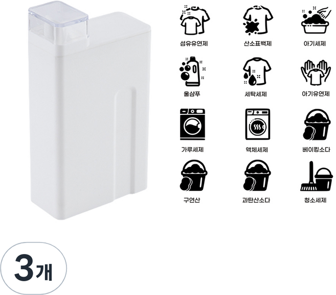 엔씨씨 세제 디스펜서 + 방수라벨스티커 12종, 화이트, 3개