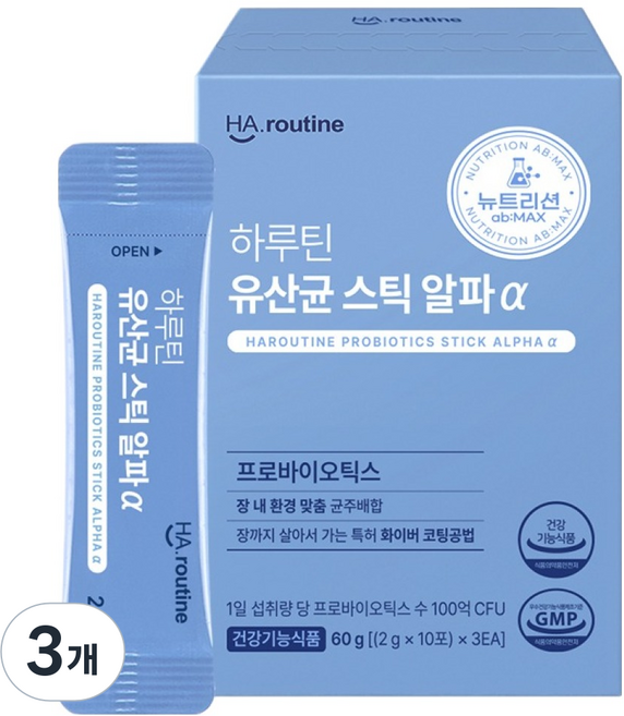 하루틴 유산균 스틱 알파, 30회분, 3개