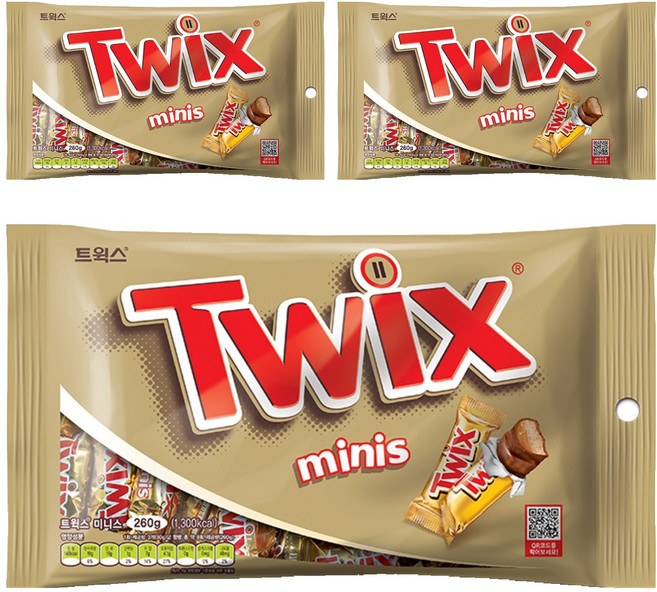 트윅스 미니스 초코바, 260g, 3개