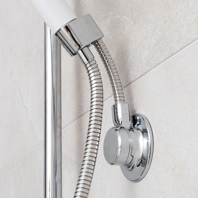 스파이더락 프라임 접착식 자바라 샤워기 행거, 실버