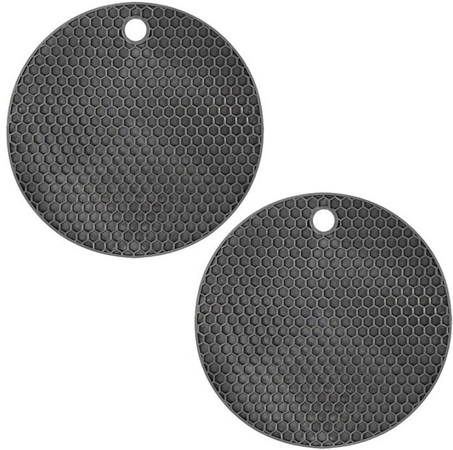 생활공식 벌집 실리콘 냄비받침, 블랙, 2개