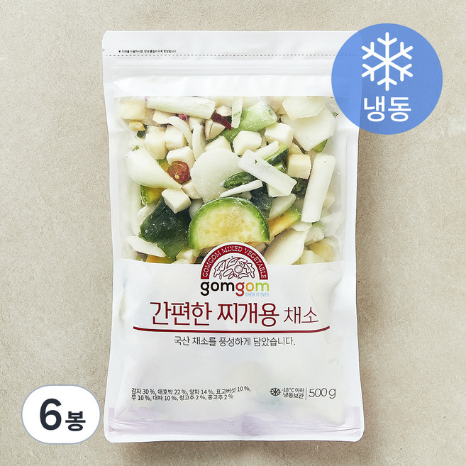 곰곰 간편한 찌개용 채소, 500g, 6봉