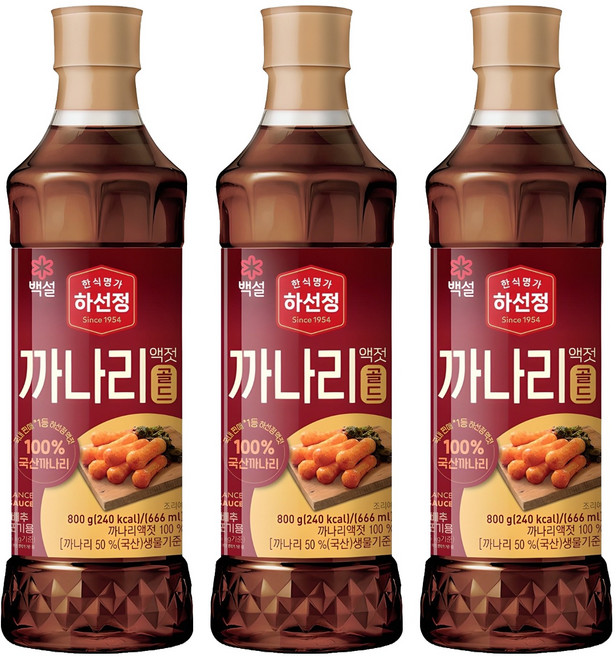 하선정 까나리액젓 골드, 800g, 3개