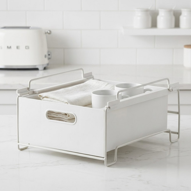 코멧 스택 주방 슬라이딩 팬트리 수납함 특대형, 화이트, 1개