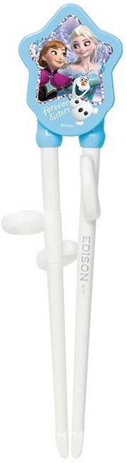 EDISON mama 冰雪奇緣學習筷 左手用 18.5cm 2歲~入園前, 淺藍色, 1雙