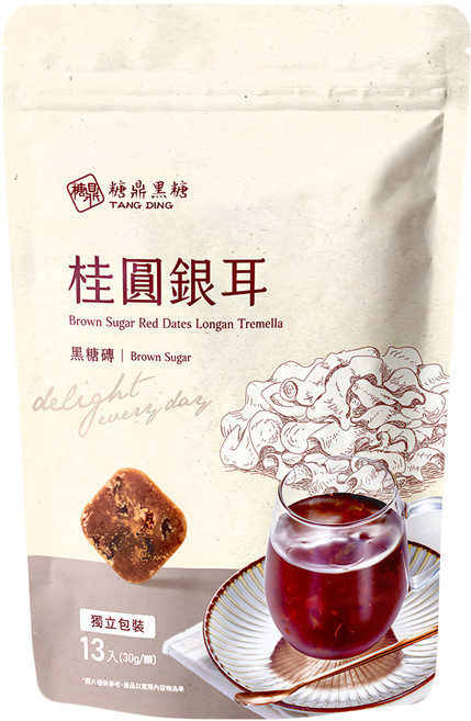 糖鼎 黑糖磚 桂圓銀耳, 30g, 13顆, 1包