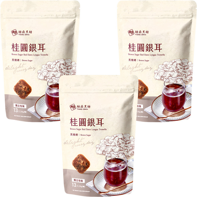 糖鼎 黑糖磚 桂圓銀耳, 30g, 13顆, 3包