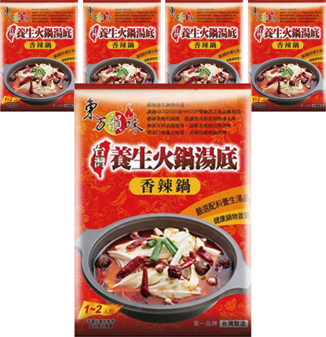 東方韻味 養生火鍋湯底 香辣, 60g, 5包