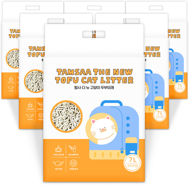 탐사 더 뉴 고양이 압축 두부모래, 7L, 6개, 오리지널향