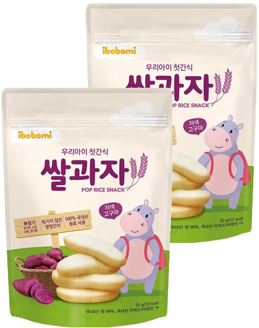 ibobomi 嬰兒米餅, 紫薯味, 30g, 2包