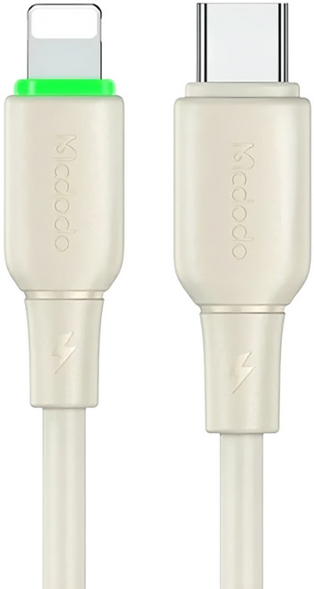 Mcdodo 麥多多 Alpha Type-C-Lightning 36W 矽膠快充線, 1.2m, 米色, 1個