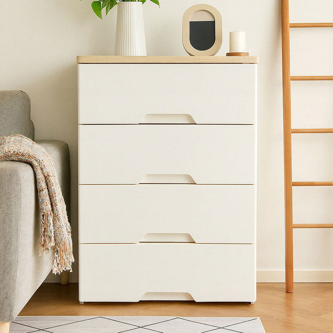 보노하우스 모던플러스 우드 상판 서랍장, 내추럴오크, 4단