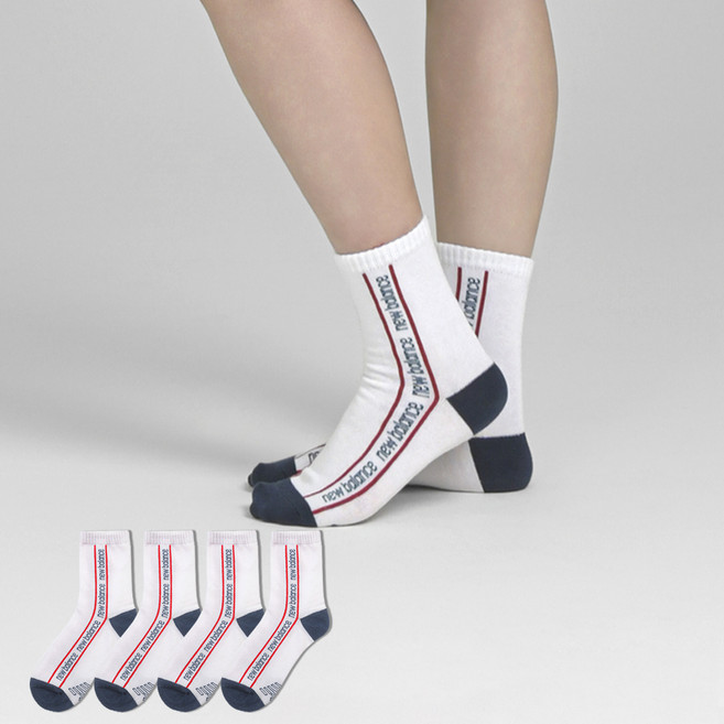New Balance 側邊Logo中筒襪 4雙