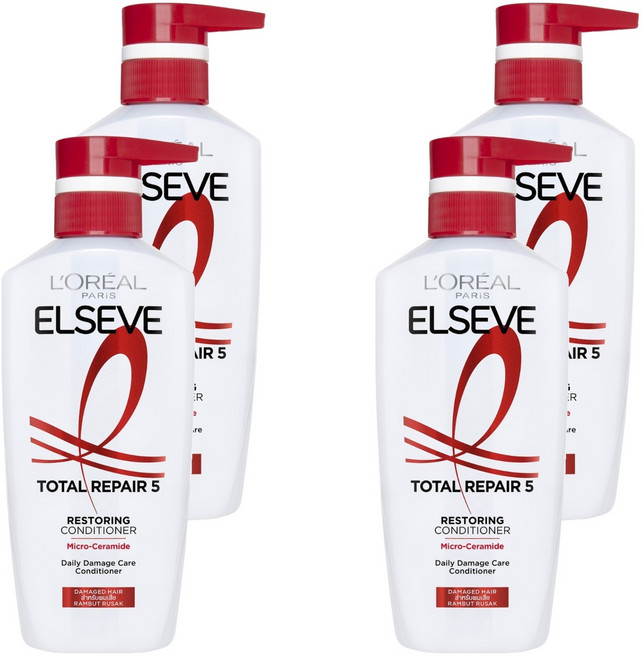 로레알파리 엘세브 토탈 리페어 5 컨디셔너 멜론 프루티 플로럴 퍼퓸, 375ml, 4개