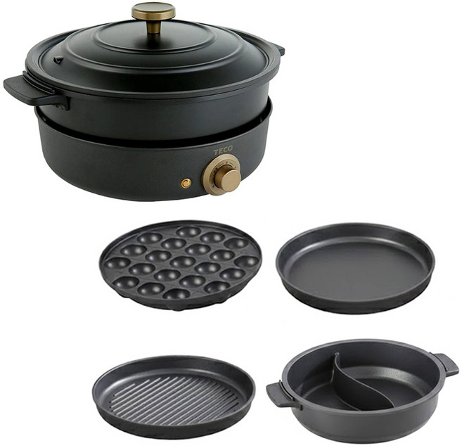 TECO 東元多功能煎烤調理鍋 Set 採用高厚度壓鑄合金鍋蓋, YP0318CB