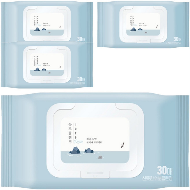 라운드랩 1025 독도 클렌징 티슈, 30매입, 178g, 4개