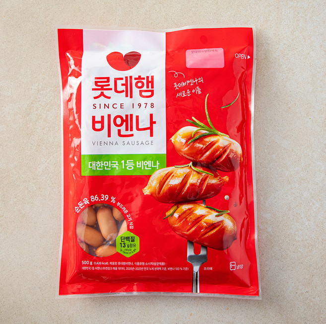 롯데햄 롯데비엔나 (냉장), 500g, 1개