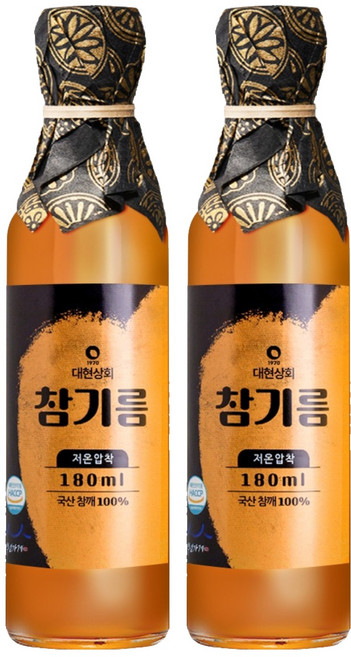 대현상회 저온압착 국산 참기름, 2개, 180ml