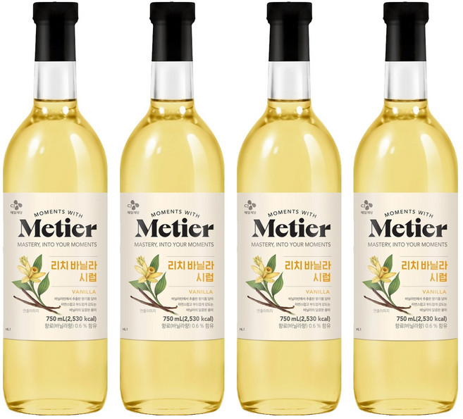 메티에 리치 바닐라 시럽, 750ml, 4개