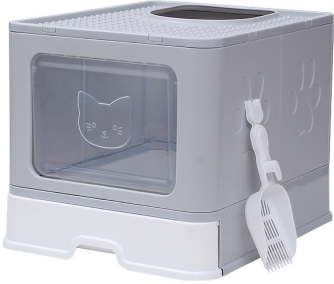 咕沛日常 兩用貓砂盆, 灰色, 1個