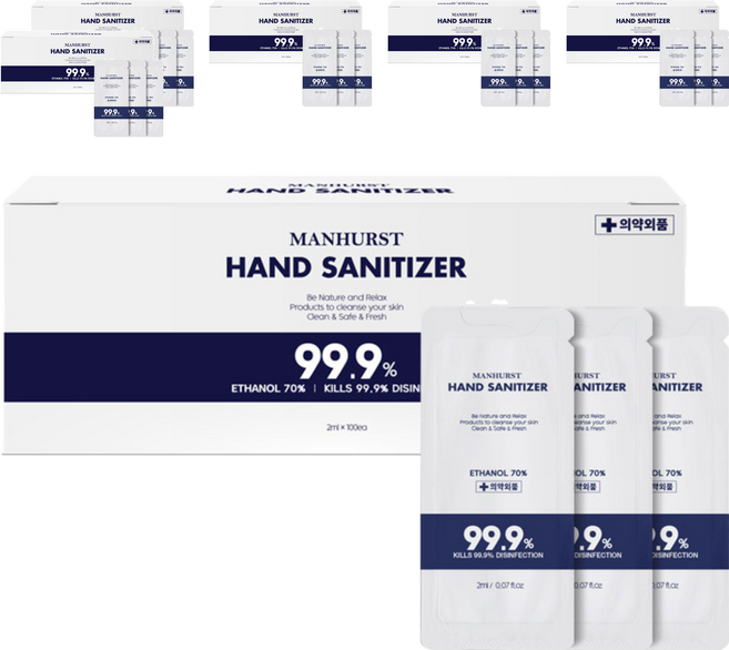 맨허스트 일회용 손 소독제 100p, 200ml, 6개
