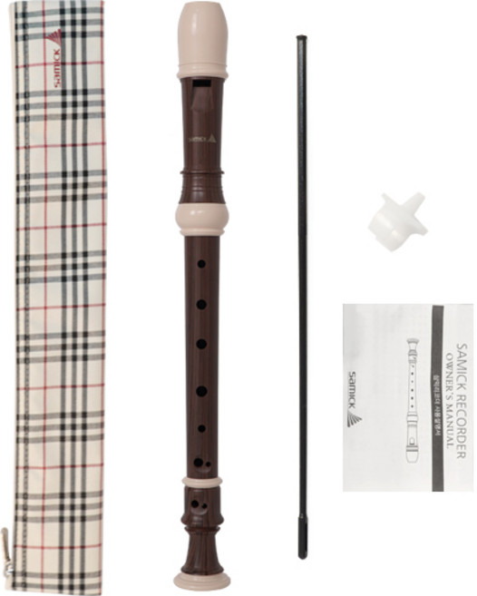 삼익악기 3단 분리 우드 전사 소프라노 저먼식 리코더 SRWJ-G, 브라운, 1세트