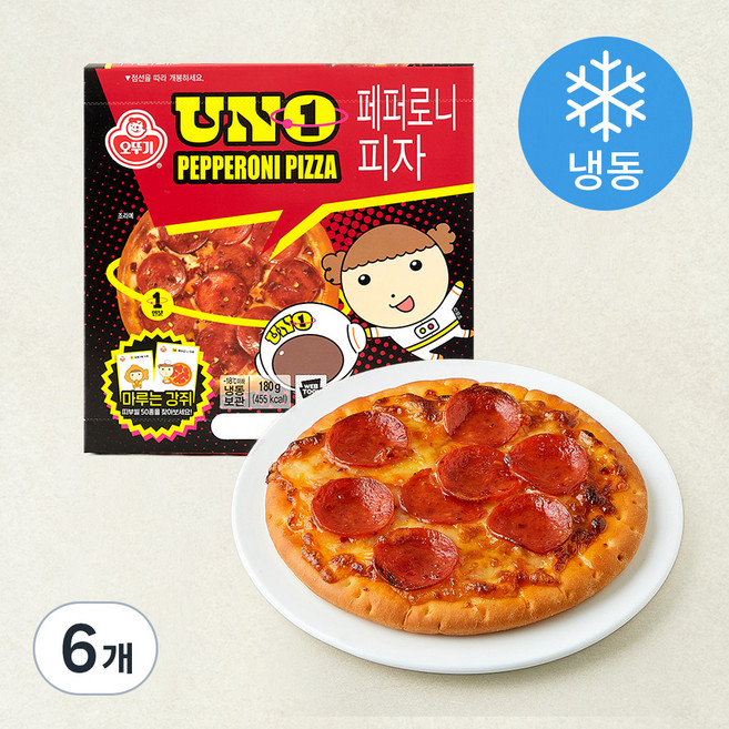 오뚜기 페퍼로니 피자 UNO (냉동), 180g, 6개, 1개입