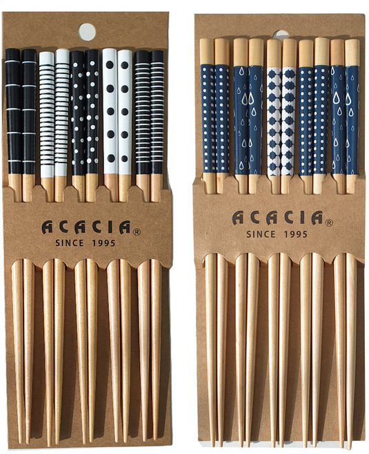 아카시아 나무젓가락 5종 세트, 블랙도트 + 블루, 단품, 2개