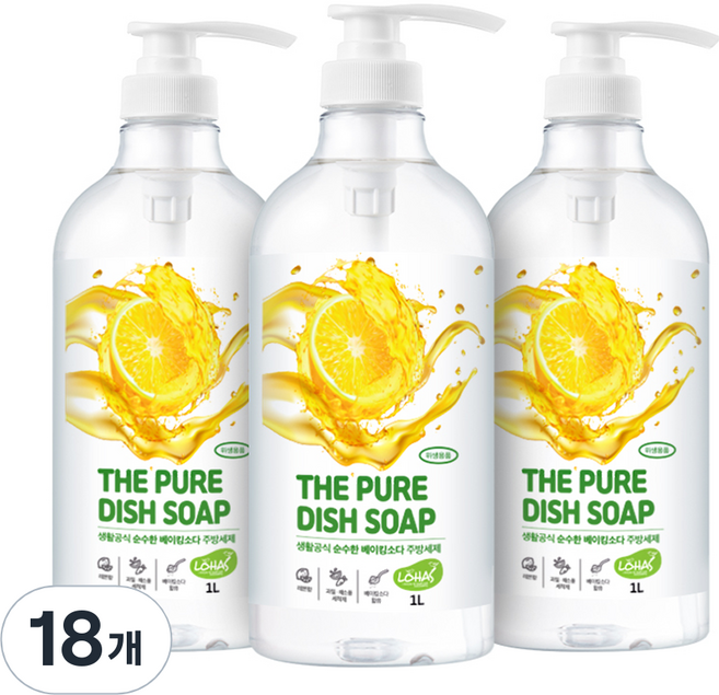 생활공식 순수한 베이킹소다 주방세제, 1000ml, 18개