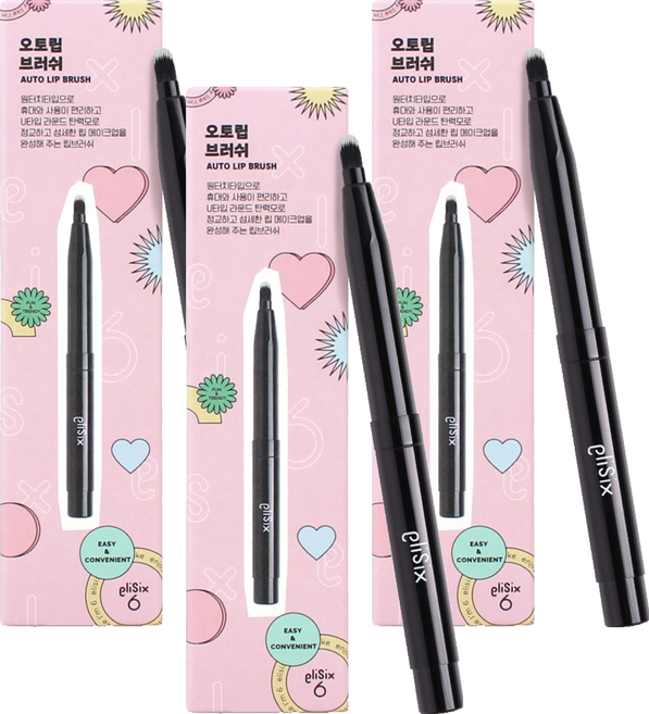 엘리식스 오토립 브러쉬, 혼합 색상, 3개