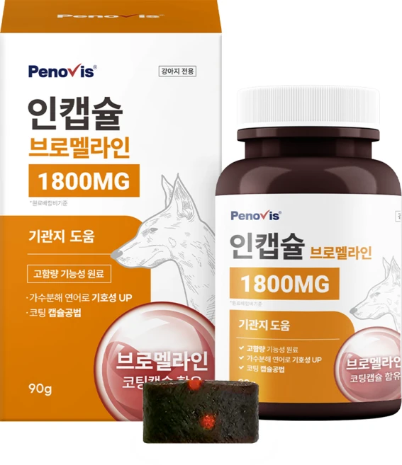 페노비스 강아지 기관지 영양제 인캡슐 브로멜라인, 90g, 호흡기/기관지, 1개 - 쿠팡